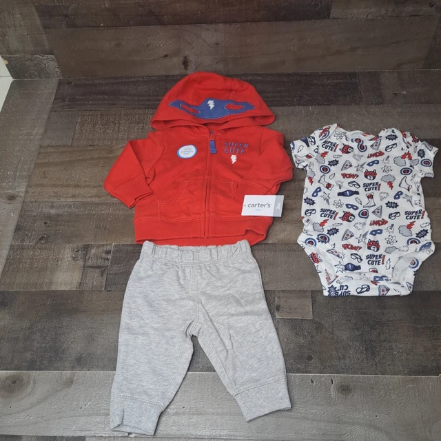 Carters Baby Boys 3 Month 3M Super Hero Baby Outfit Character Hood Bodysuit Set