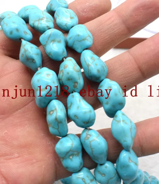 10x12/10x14mm Natural Blue Turquoise Irregular Gemstone Loose Beads 15'' AAA