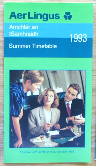 Aer Lingus system airline timetable Summer 1993 eff 28 Mar