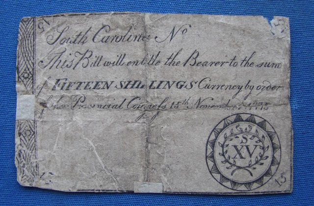 *1775 South Carolina Fifteen Shillings Colonial Currency - Estate Fresh*