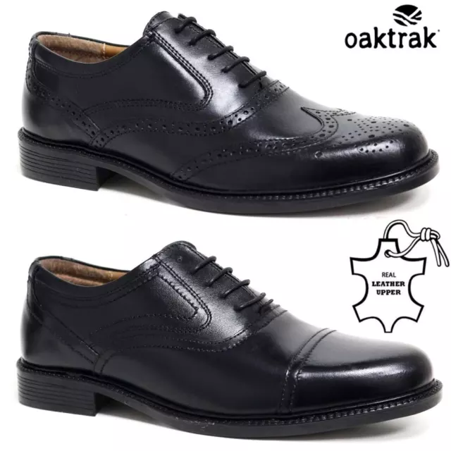 Mens Leather Brogues Smart Formal Office Casual Lace Up Oxford Derby Shoes Size