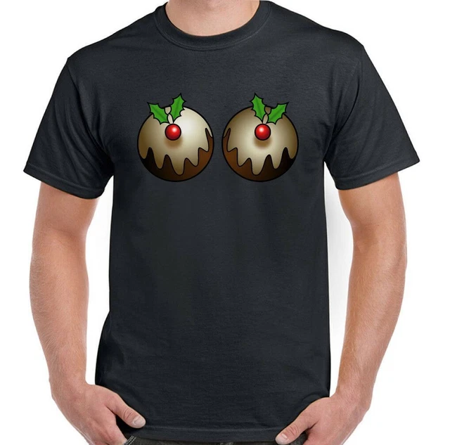 Natale Pudding T-Shirt Seno Umoristica Divertente da Uomo Secret Babbo Regalo
