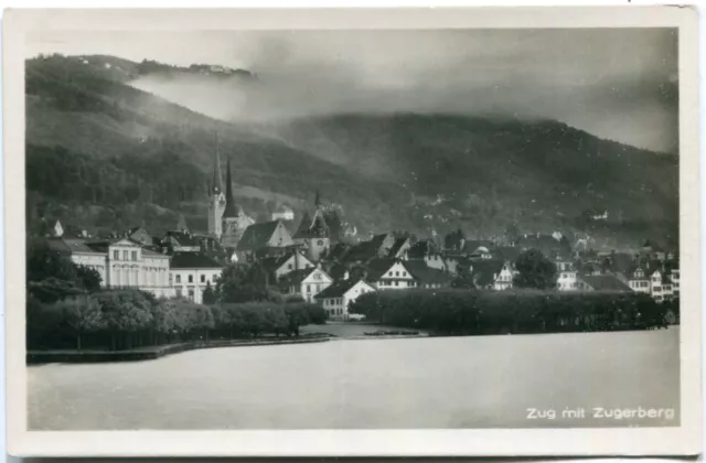 Foto-AK ZUG mit Zugerberg, See Kt. Zug, Kirche 20er Ja.