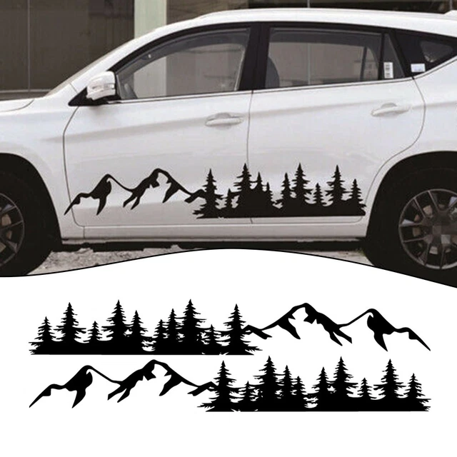 Autocollant Voiture Paysage Montagne Forêt - Sticker Vinyle Décoratif Pour Pare-brise - Noir - Résistant Aux Intempéries
