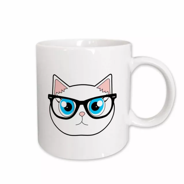 3dRose Cute Hipster Cat with Glasses Mug