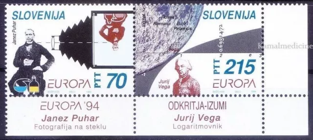 Slovenia 1994 MNH 2v, Europa Inventions Discoveries Moon Scientists Camera