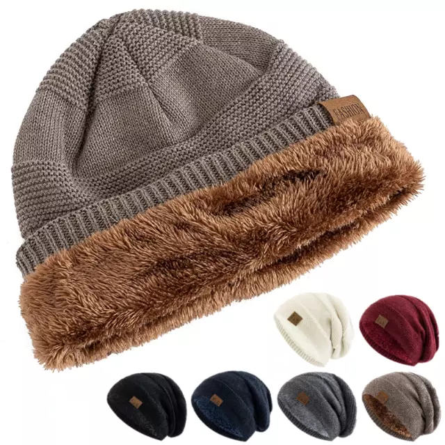 Cappello Invernale Uomo Donna Berretti Foderati Pelliccia Cuffia Zuccotto Caldo