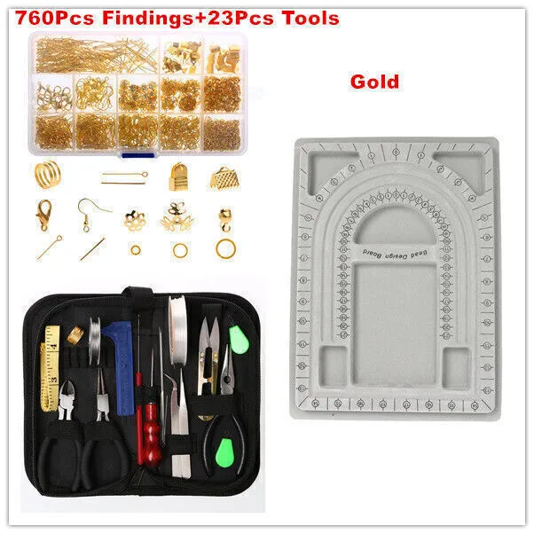 Jewellery Making Kit Findings Bead Design Board Pliers Wire Tool Set DIY Earring