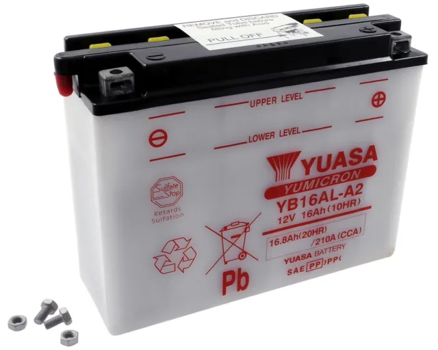 Batterie YUASA YB16AL-A2 16Ah ohne Säurepack Yamaha XV700, VMX1200, CF300, SS