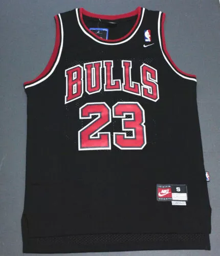 Klassisch Michael Jordan #23 Chicago Bulls Basketball Trikot Genäht Schwarz