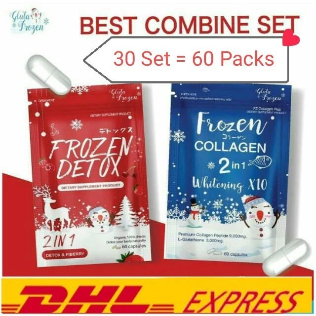 Juego de 30 juegos de desintoxicación congelada y colágeno 2 en 1 blanqueador glutatión X10 piel natural