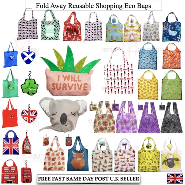 Reusable Foldable Ladies Shopping Bag Eco Animal Tote Handbag Fold Away Bag