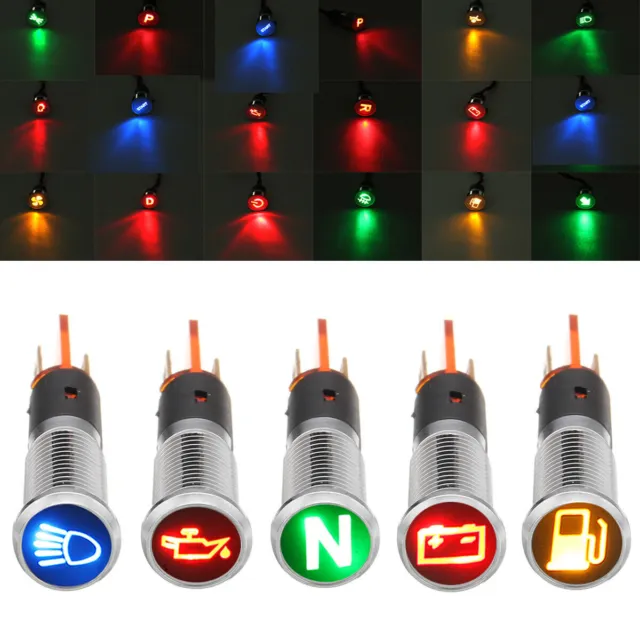 8mm 12V LED Auto Anzeigelampe Signal Warn Licht Kontrollleuchte Universal Lampe