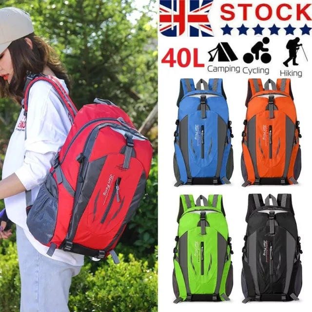 Large Waterproof Backpack 40L Bag Camping Walking Hiking Outdoor Travel Rucksack