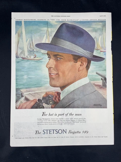Magazine Ad* - 1949 - Stetson Hats - Regatta - George Montgomery