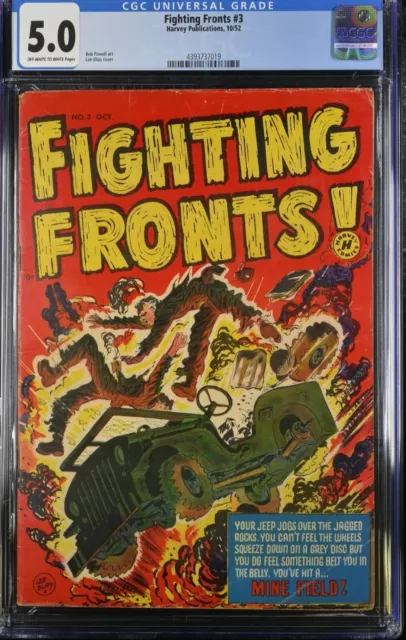 Fighting Fronts #3 Cgc 5.0 Pre Code Jeep Explosion/Lee Elias Cover, Powel Art!