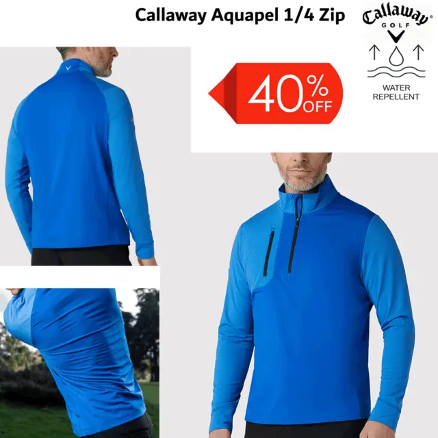 Callaway Golf Jumper Mens Aquapel 1/4 Zip Water Repellent Pullover Sweater New