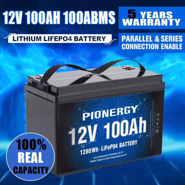 100Ah Lithium Iron Battery LiFePO4 Rechargeable Deep Cycle 4WD RV Camping