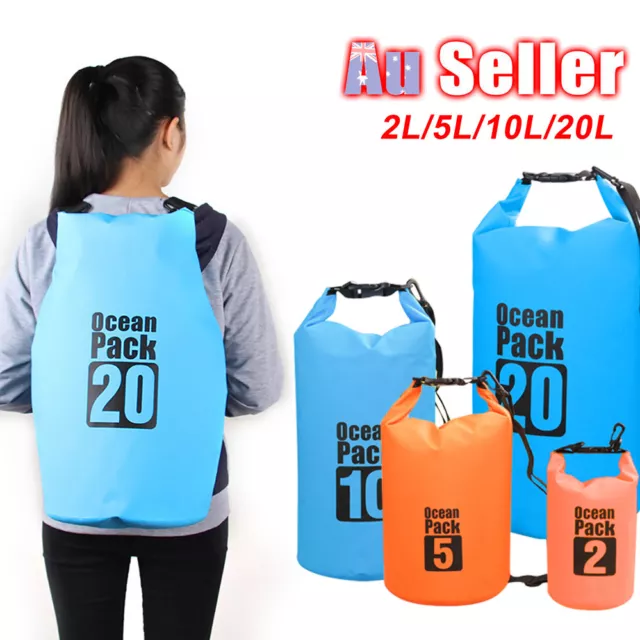 2L 5L 10L 20L Dry Carry Bag Sack Pouch Boat Kayak Waterproof Storage Backpack