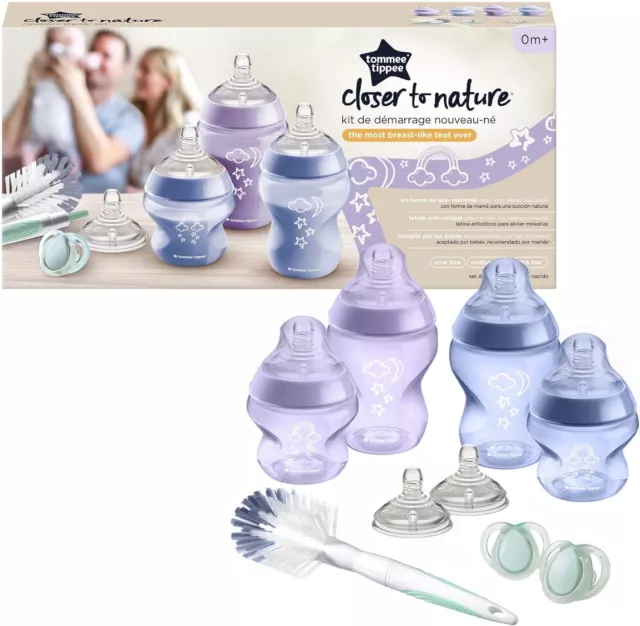 Tommee Tippee Closer To Nature Newborn Starter Set Purple/Blue Anti Colic