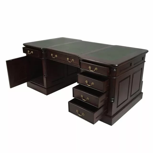 Solid Mahogany Wood Executive Partners Desk Antique Style 180cm Double Sided