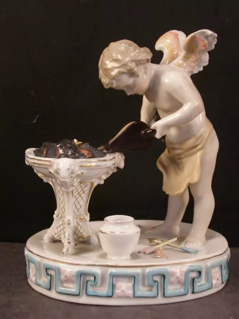 19 c KPM German Cherub Angel ~BlackSmith~ Figurine Statue Sculpture Cupid Figure