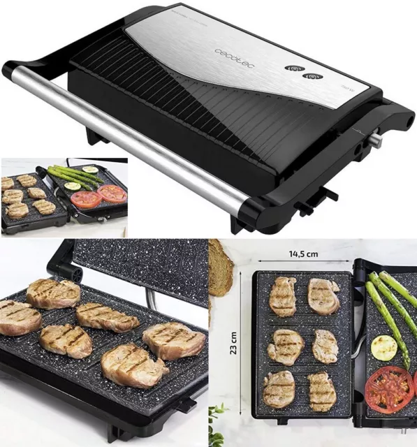 Cecotec Panini Grill Parrilla eléctrica Plancha Sandwichera,750W,Apertura 180º