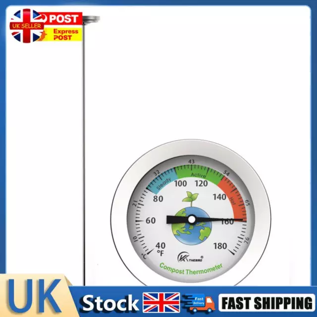 Compost Soil Tester Meter Probe Stainless Steel Thermometer Temperature Monitor