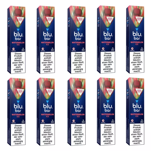 10 x Blu Bar - Watermelon Ice (2 ml) 600 Züge - 18 mg/ml - Einweg E-Zigarette