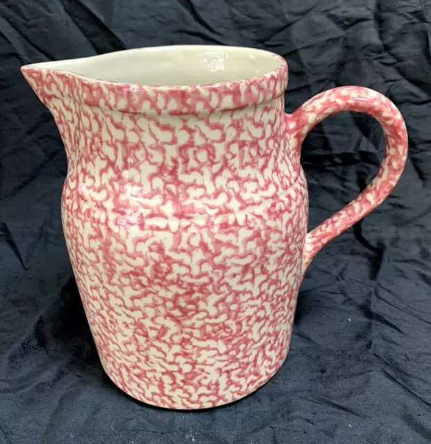 Workshops Gerald E Henn Roseville Pottery 2Qt Pitcher Cranberry Red Spongeware