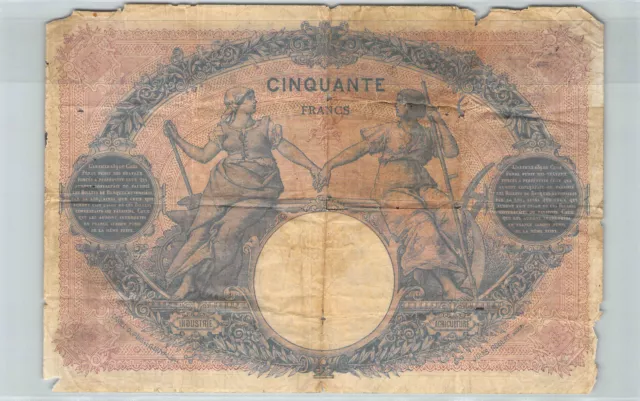 France 50 Francs Bleu Et Rose 29.4.1898 M.1350 N° 33736596 2