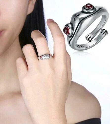 Genuine Sterling Silver 925 Frog Ring Toad Ring Adjustable Open One Size Ring
