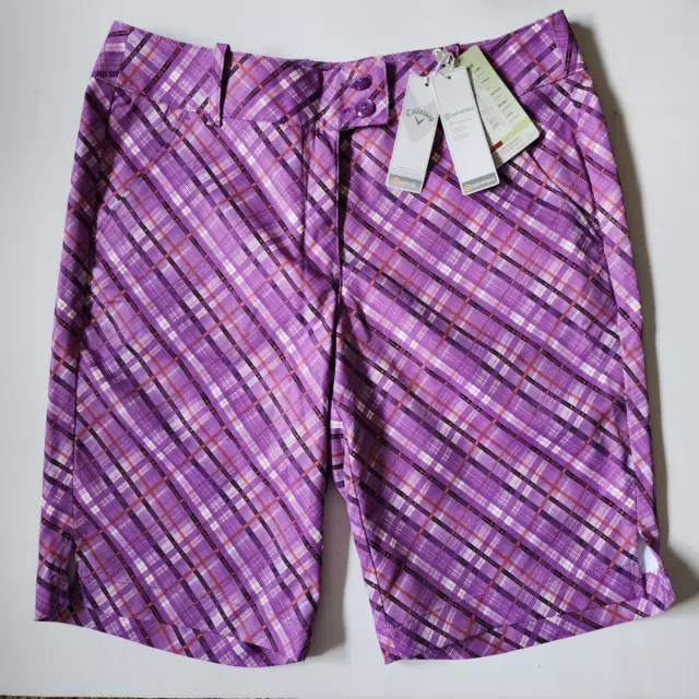 Callaway Opti-Dri Women's Golf Shorts Dewberry Plaid - Size 6 - NWT