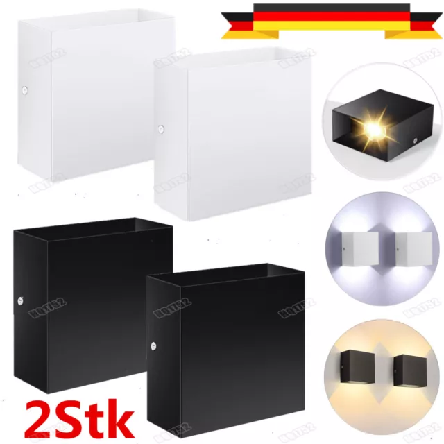 2X LED Wandleuchte Innen Lampe Cube Wand Flur Strahler Licht Up Down Innen 6W