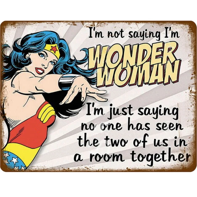 Plaque Décorative Métal Wonder Woman Rétro 20,3 X 30,5 Cm - Style Vieilli, Pour Mur Ou Table - 2