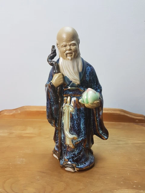 Vintage Chinese Porcelain Figure Glazed Ceramic Wise Man Japanese Oriental