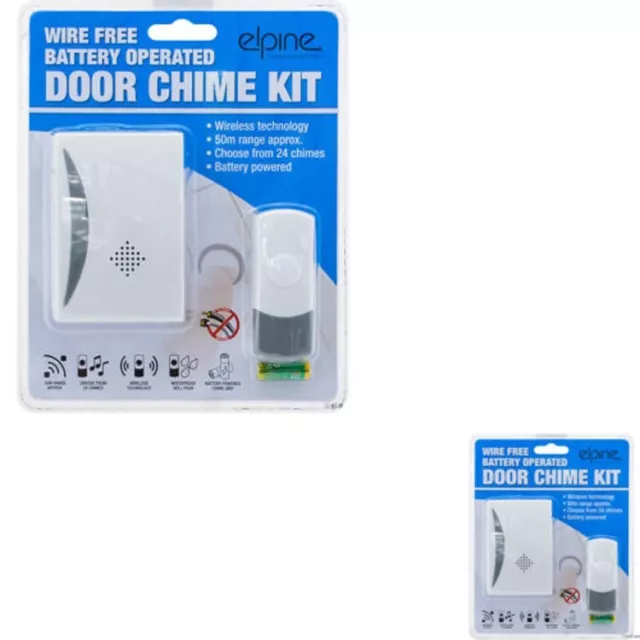 50m Range Digital Door Bell Chime Kit Wireless Cordless Wire Free Ringer Battery