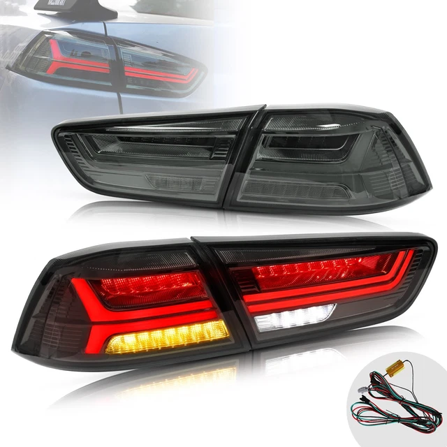 VLAND AUDI LOOK Smoked LED Tail Lights DRL For Mitsubishi Lancer EVO X