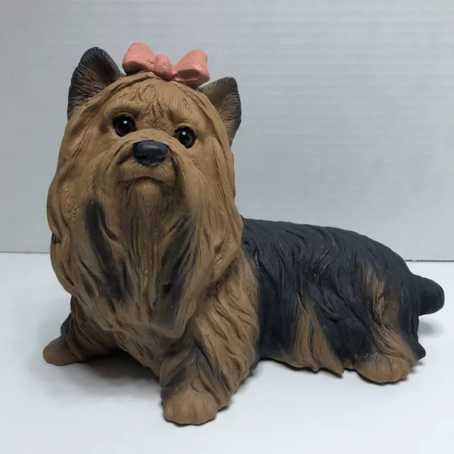 Yorkie Yorkshire Terrier Dog Figurine Statue by Homco 1259 Vintage 1995 Pink Bow