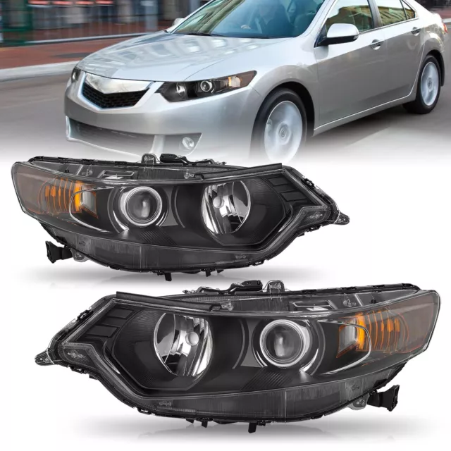 For 09-14 Acura TSX OE Style Xenon HID Black Headlights Assembly Pair L+R