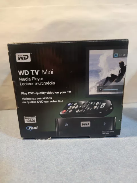 Western Digital WD TV mini lettore multimediale con telecomando, cavo di alimentazione, cavo AV