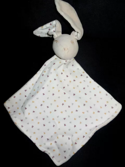 doudou plat lapin beige et blanc feuille SERGENT MAJOR (2 dispo)