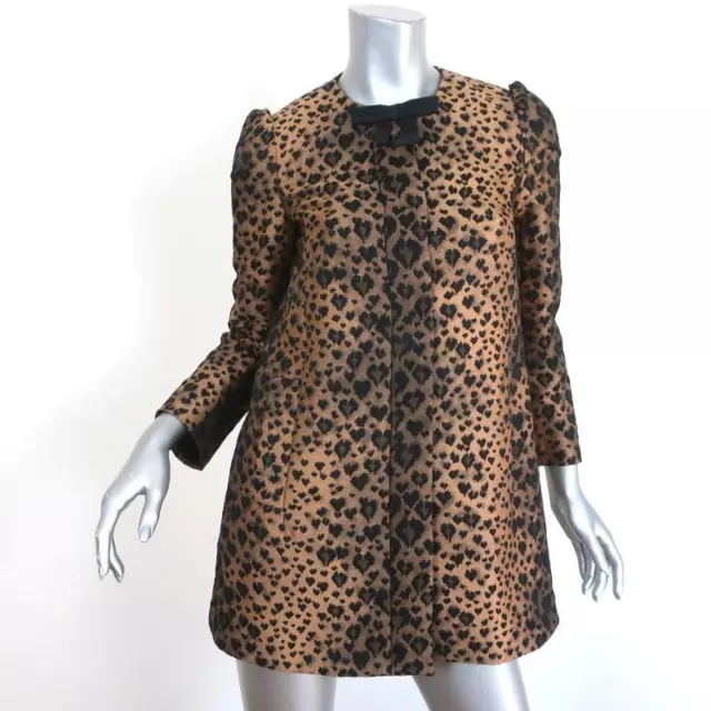 RED Valentino Coat Leopard Jacquard Size 38 Bow-Embellished Jacket