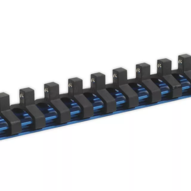 Sealey Socket Retaining Rail with 14 Clips Aluminium 1/4"Sq Drive 2