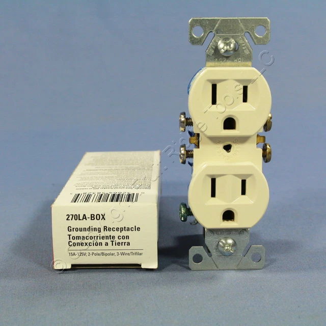 Cooper Lt Almond Residential Duplex Outlet Receptacle NEMA 5-15R 15A 270LA Boxed