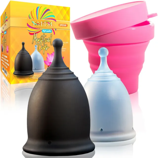 Talisi Menstrual Cup Large Small Set & Sterilizer Silicone Period Feminine Copa