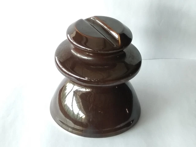 Porcelain Insulator ShF 10 BROWN chocolate ussr CD russian soviet Vintage 1987
