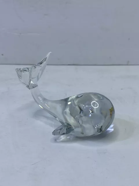 Vintage Art glass clear unmarked whale Whales Paperweight 4x3 Decor Fish