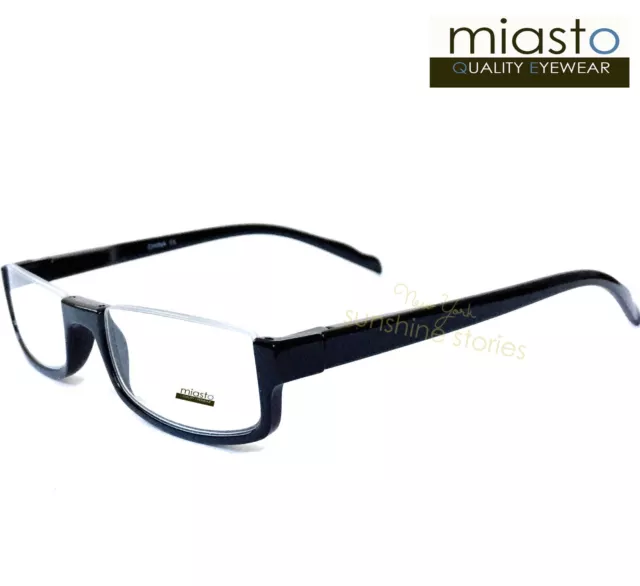 (2 Pairs) Miasto Top Rimless Rectangle Half Reader Reading Glasses +1.75 Black