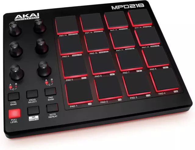 AKAI Professional MPD218 - MIDI Pad Controller/Drum Pad Maschine/Beat Maker mit